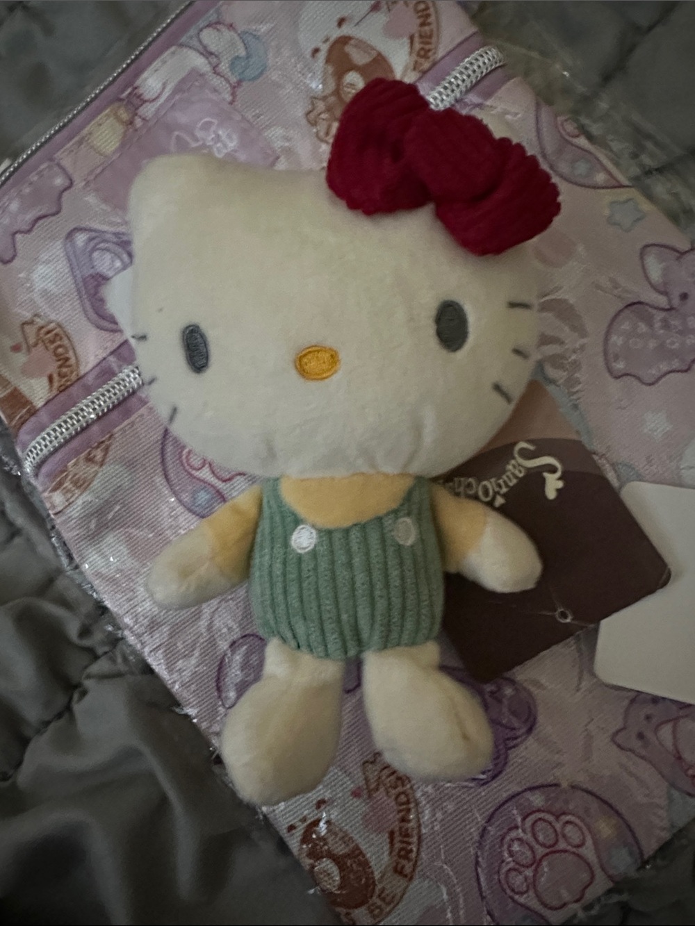 Hello Kitty Plush Bag Charm - White, Red Bow, Green Outfit